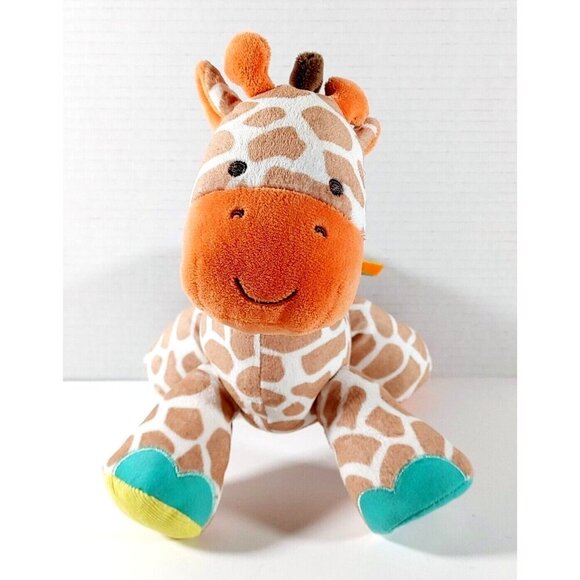 Carter's Baby Plush Giraffe Stuffed Animal Rattle Mirror Crinkle Squeak Toy 10" - Picture 1 of 4